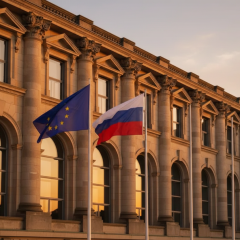 Флаги ЕС и России на встрече