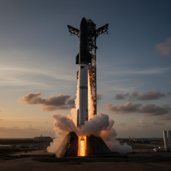 12-й полет Starship SpaceX с фоном Марса