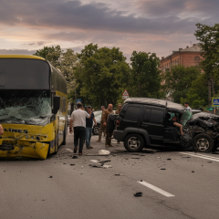 Автобус и внедорожник - авария в Борисполе