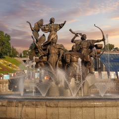 Three fountains in the center of Kyiv