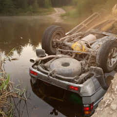 SUV with five children fell from the bridge