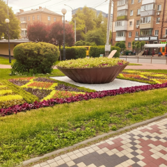 Квітник в форме борща на скатерти