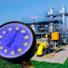 Прапори ЄС та Канади з газовою трубою