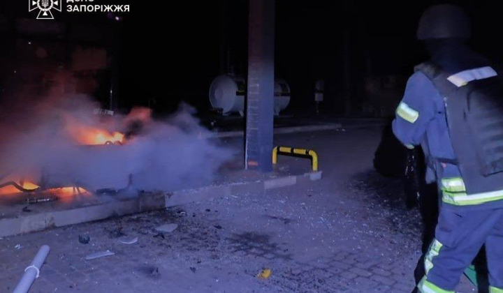 Night attack in Zaporizhia: woman injured, gas station and houses damaged
