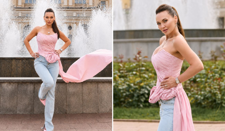 Trendy outfit with corset and jeans