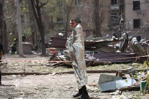 Rescuers at the scene of the explosion
