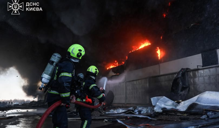 Fire on the warehouse in Kyiv region
