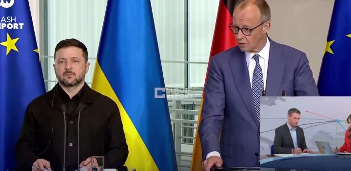 Zelensky and Merz during the meeting