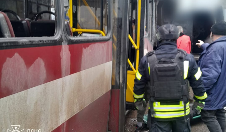 Bus after shelling in Kherson