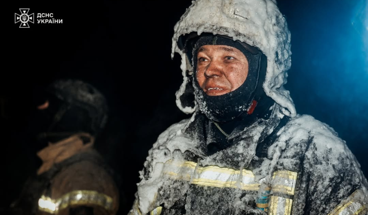 Photo of rescuer from SES covered in ice
