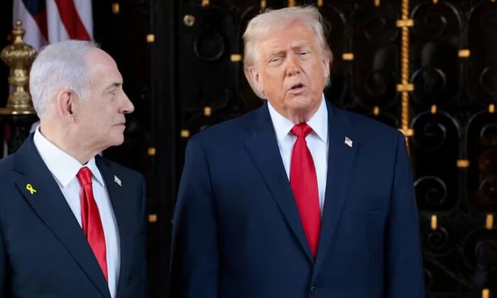 Netanyahu and Trump at the ceremony