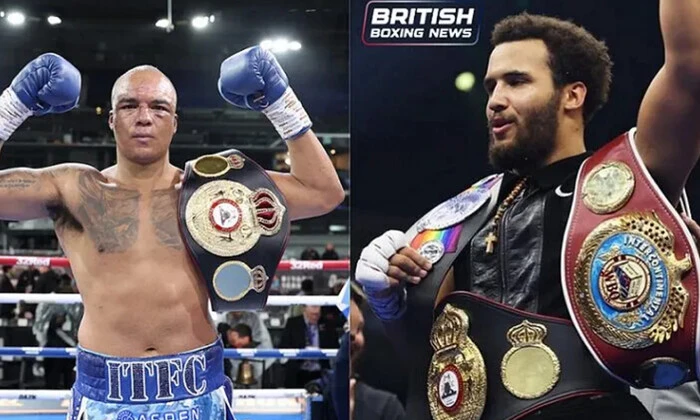Two British boxers preparing for a fight