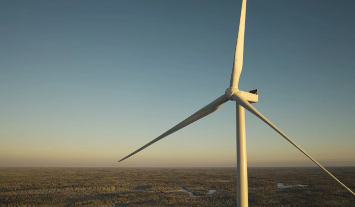 Image of paper giant powered by wind turbines