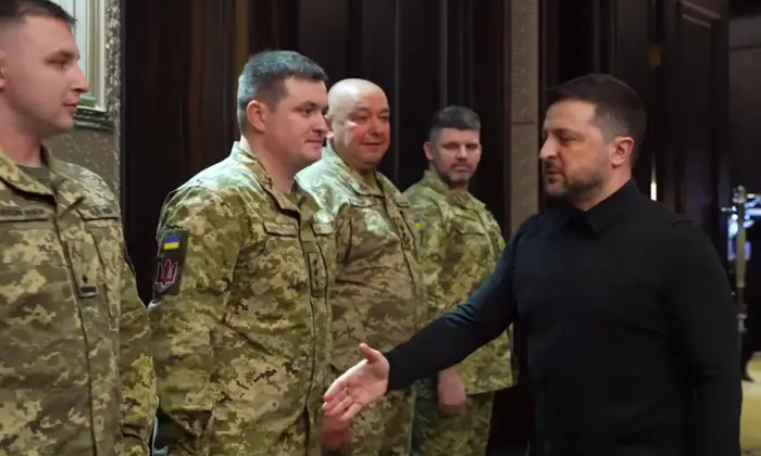 Ukrainian military during air defense drills