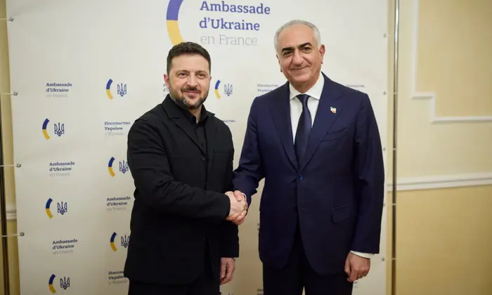 Zelensky meeting with the Prince of Iran and Macron