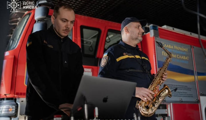 Emergency Service Orchestra performs in garage