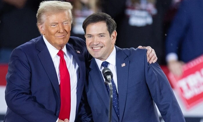 Trump and Rubio with American flag