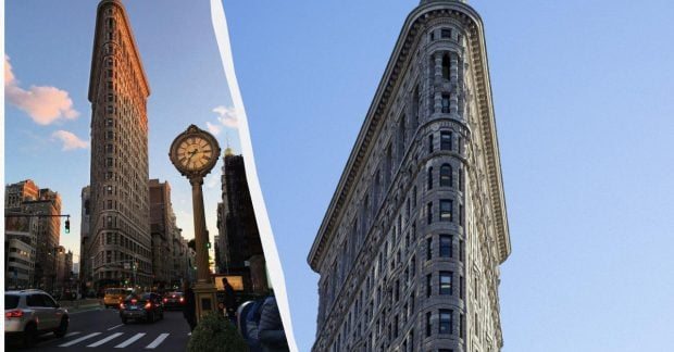 Flatiron Building in New York with lighting