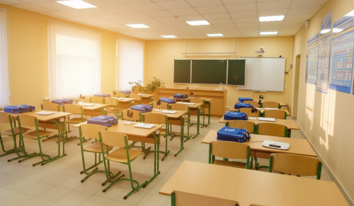 Школярі на уроках при свічках