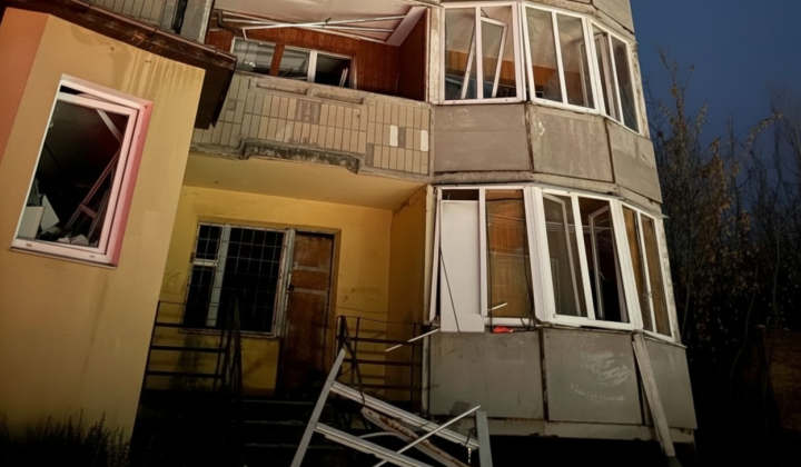 Damaged buildings after the attack