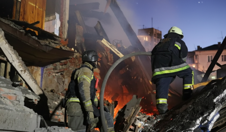 Destruction in Kharkiv after the strike