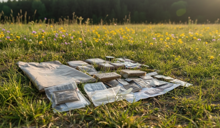 Ukrainian soldier tests military ration