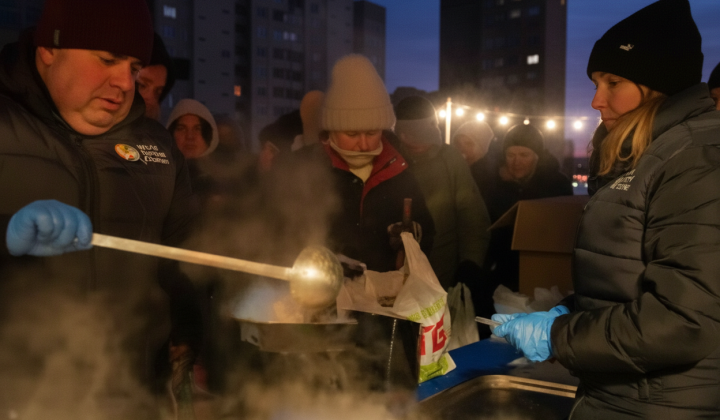 Їжа на вулиці під обстрілами
