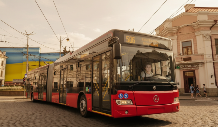 Trolleybuses in central Kyiv