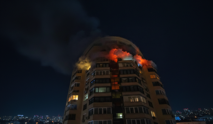 Destroyed buildings in Kyiv and Sumy