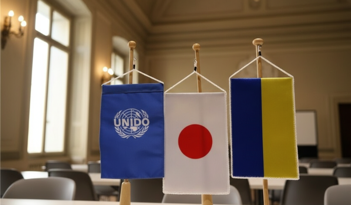 Логотип ЮНИДО и Флаг Украины