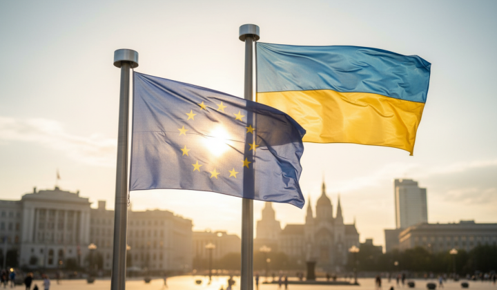 Прапори Європейського Союзу та України