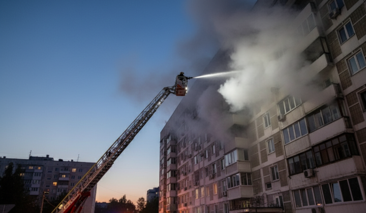 Fire in Kyiv high-rise building