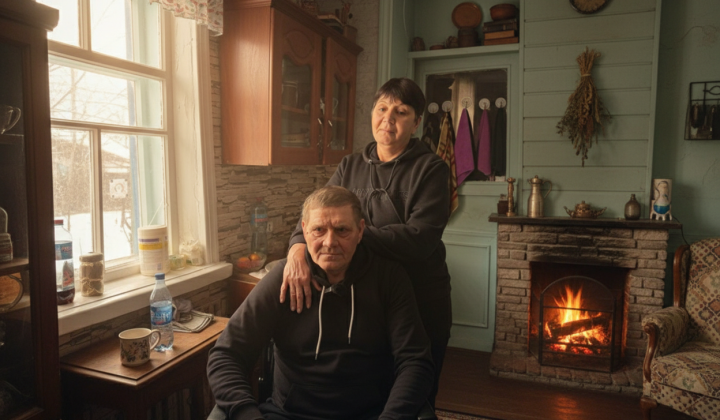 Displaced persons in a village in Poltava region