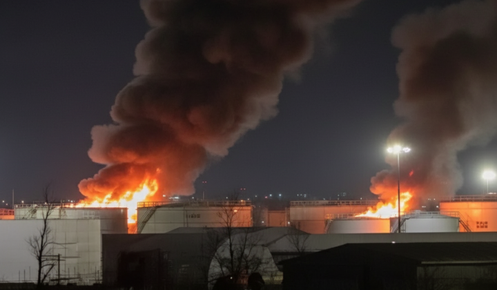 Fire at the oil depot in Russia