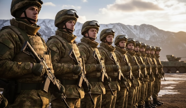 Флаг Украины и военные солдаты