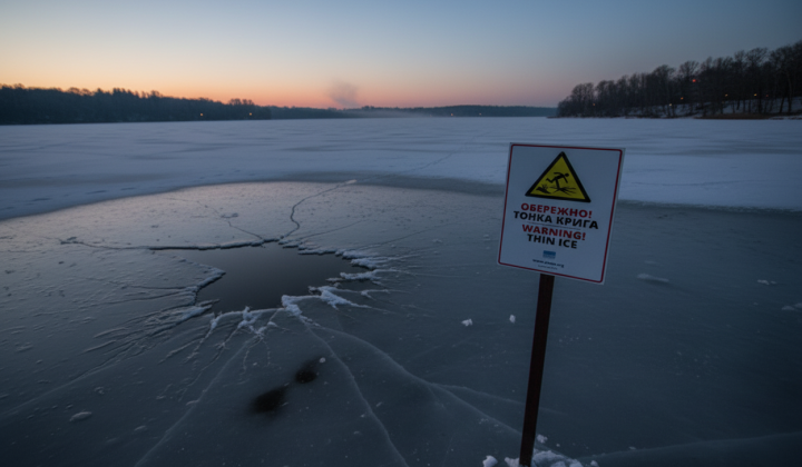 Rescuers of children on ice in Kyiv