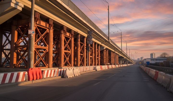 Pedestrian bridge at Nivki: new supports