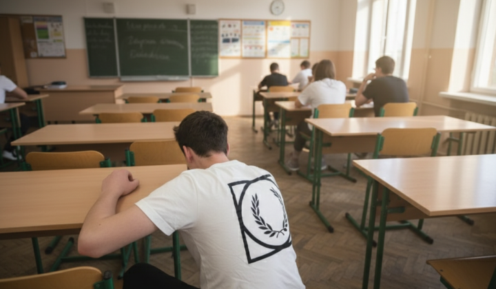 Вчителька витирає ноги учня об голову