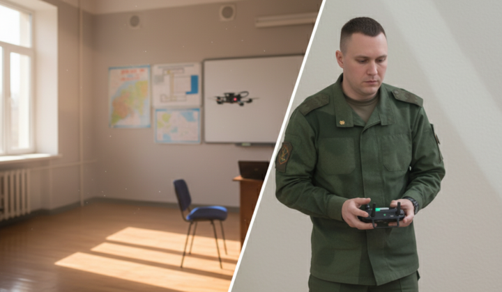 Russian military drone agitating students
