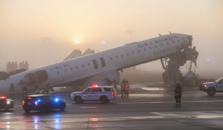 Самолет Air Canada столкнулся с пожарной машиной