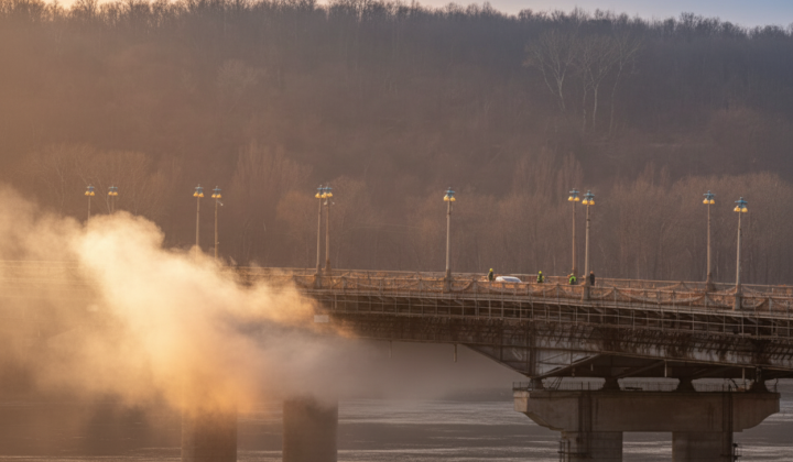 Repairing the heating network accident on Paton bridge