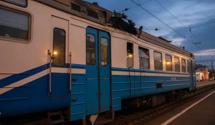 Електричка під обстрілом дронів в Харківській області