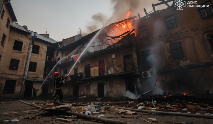 Damaged UNESCO site in Lviv