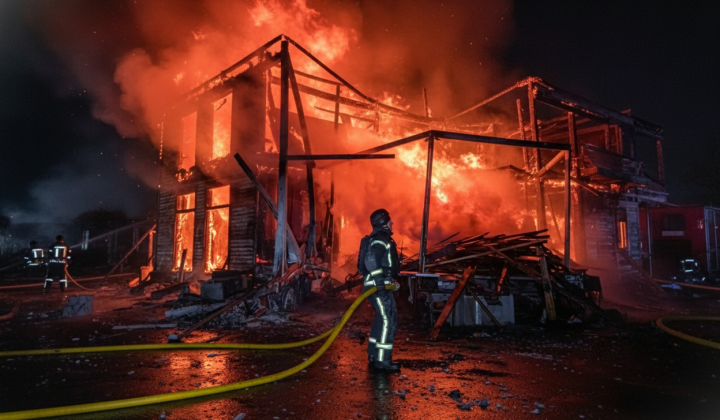 Fire in Sumy region caused by Russian drones