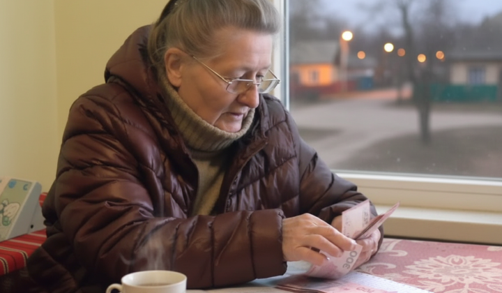 Pensioner with money background
