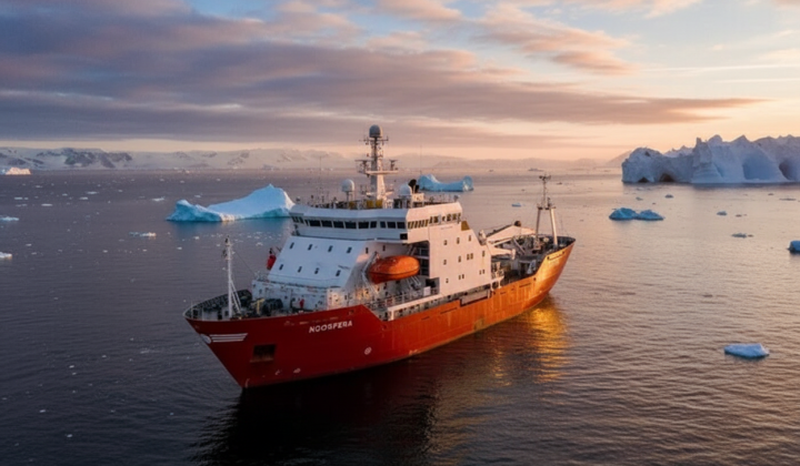 Ukrainian icebreaker Noosphere in Antarctica