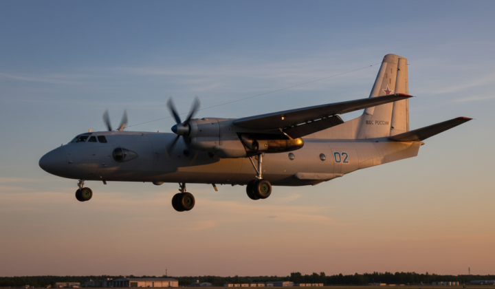 Crashed Russian plane with Crimea background