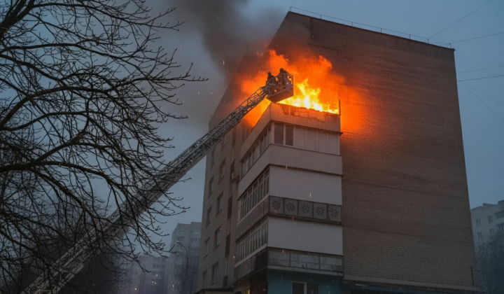 Destroyed buildings and damaged streets