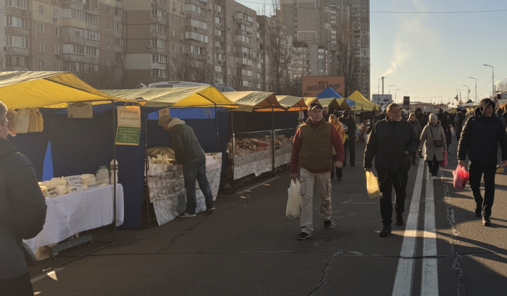 Farmer's products at the market in Kyiv