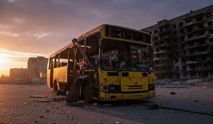 Russian drone attacks minibus in Nikopol
